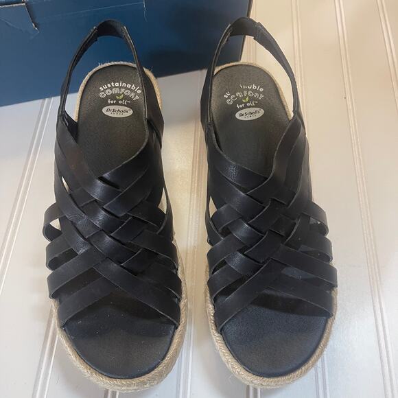 Dr Scholls Off Site Strappy Platform Espadrilles Black Sandals Size Womens 8.5 - Picture 2 of 8